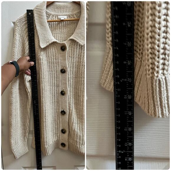 Garnet Hill Ecru Maren Linen & Organic-Cotton Cardigan Size Large Style 500532 - Picture 12 of 15